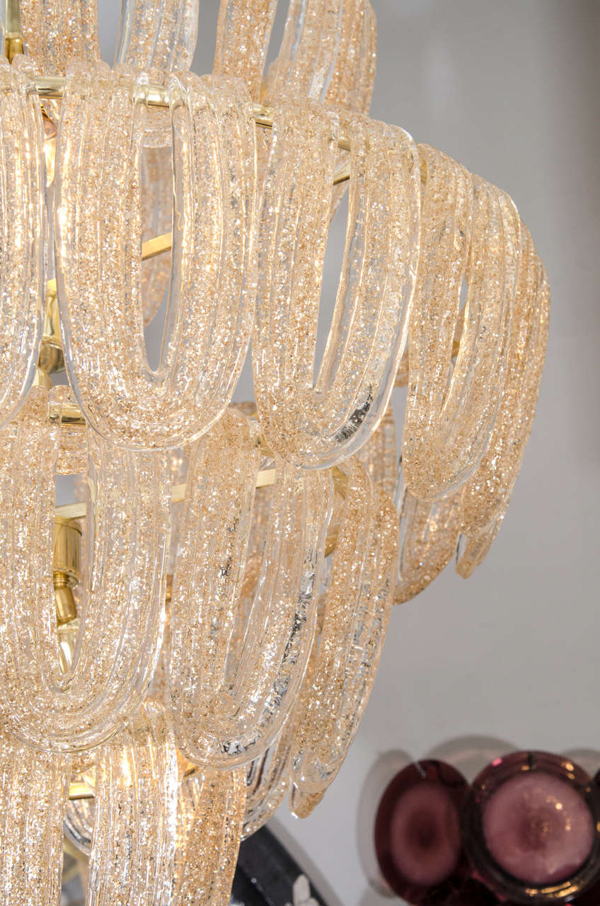 Large Mazzega Chandelier with Gold Leaf Murano Glass 1