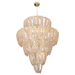 Large Mazzega Chandelier with Gold Leaf Murano Glass