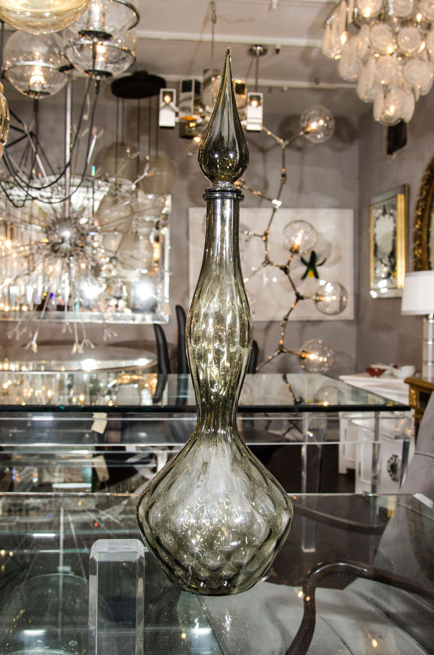 1970s Italian Smoke Glass Decanter at 1stDibs