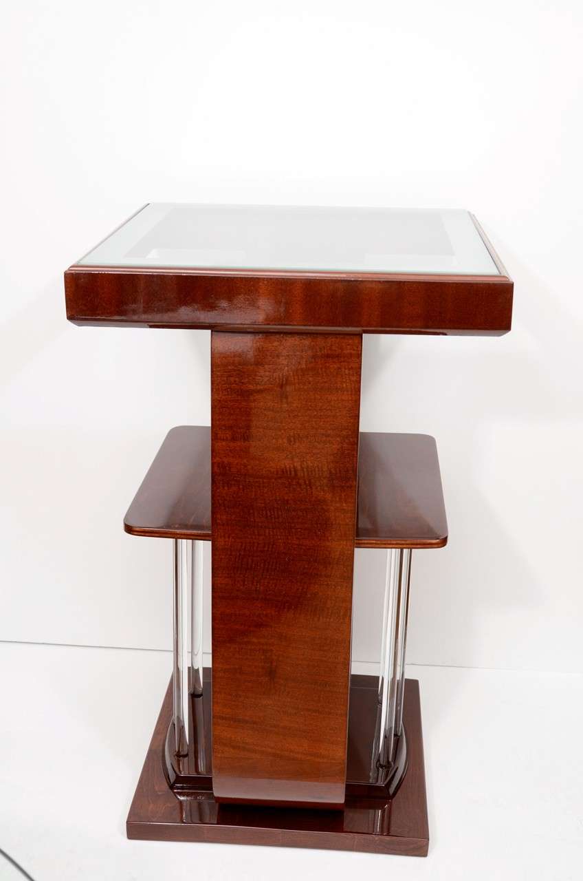 Acajou Table simple lampe carrée Art Déco en vente