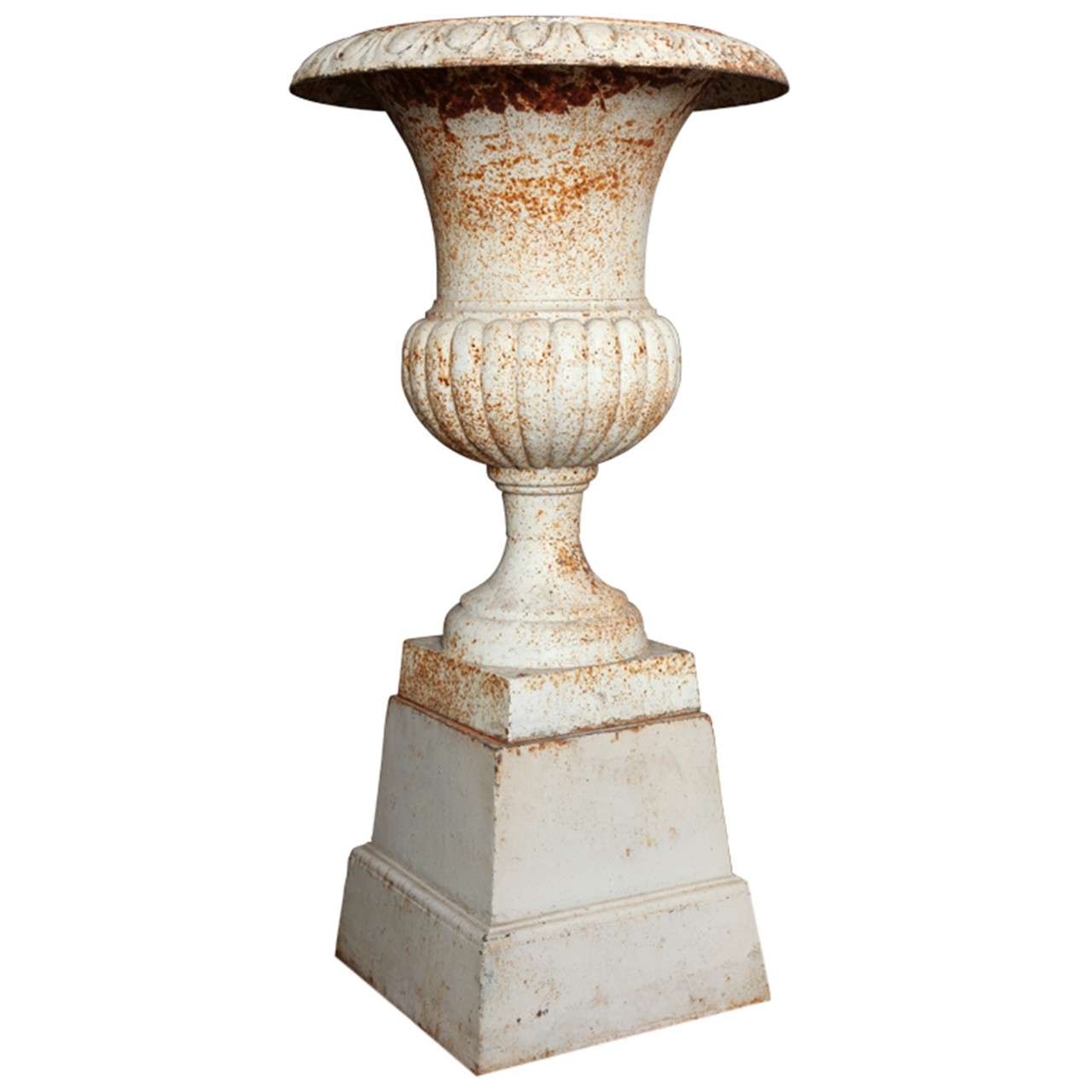Antique Neoclassical Cast Iron Urn on pedestal c.1800