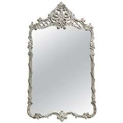 Vintage French Rococo Overmantel Grey Mirror
