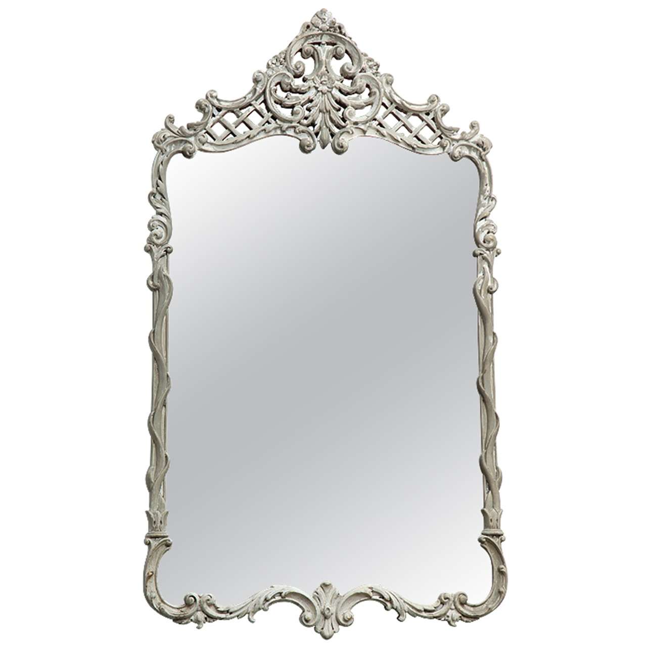 French Rococo Overmantel Grey Mirror at 1stdibs