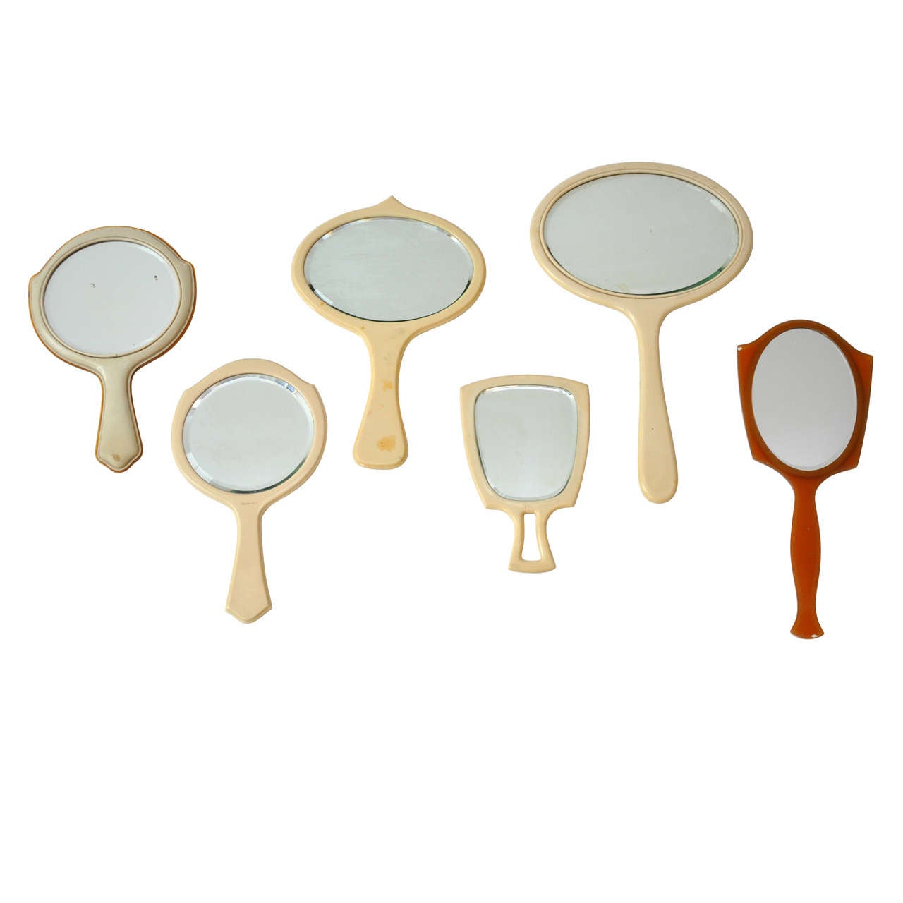 Set of 6 Vintage Hand Mirrors For Sale at 1stDibs