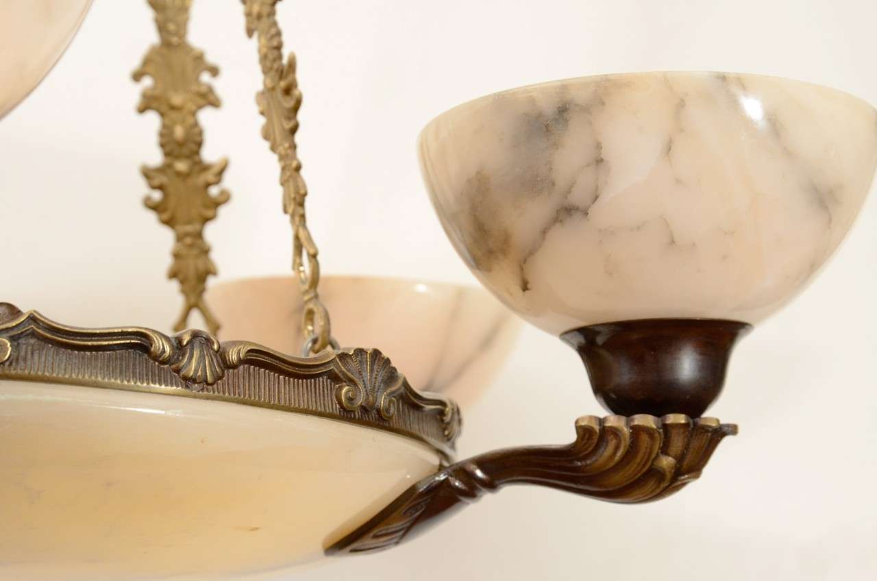 An Alabaster Chandelier In Excellent Condition In New York, NY