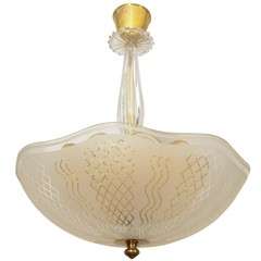Frosted White with Gold Mid-Century Modern Light Fixture