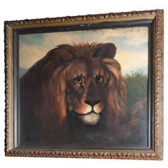 Oil on Canvas of Lion, Signed and Dated