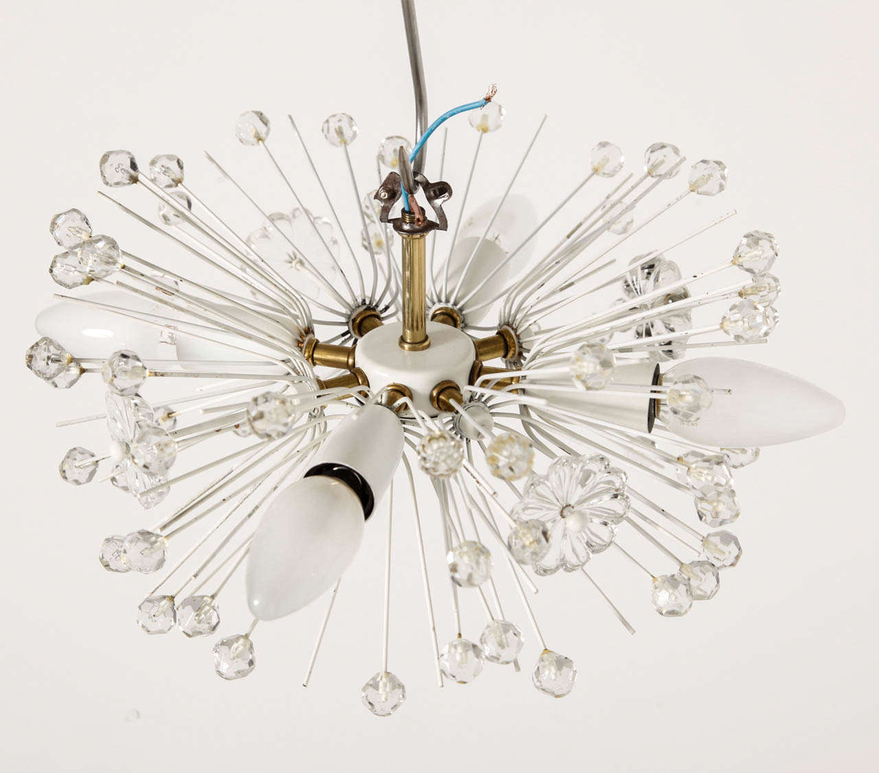 Rare small Emil Stejnar brass and lucite starburst ceiling fixture, chandelier. Perfect to light up your small places.