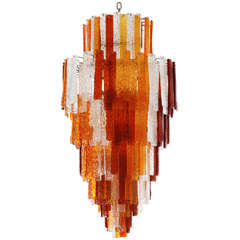 Impressive Tri-color Large Venini Chandelier.
