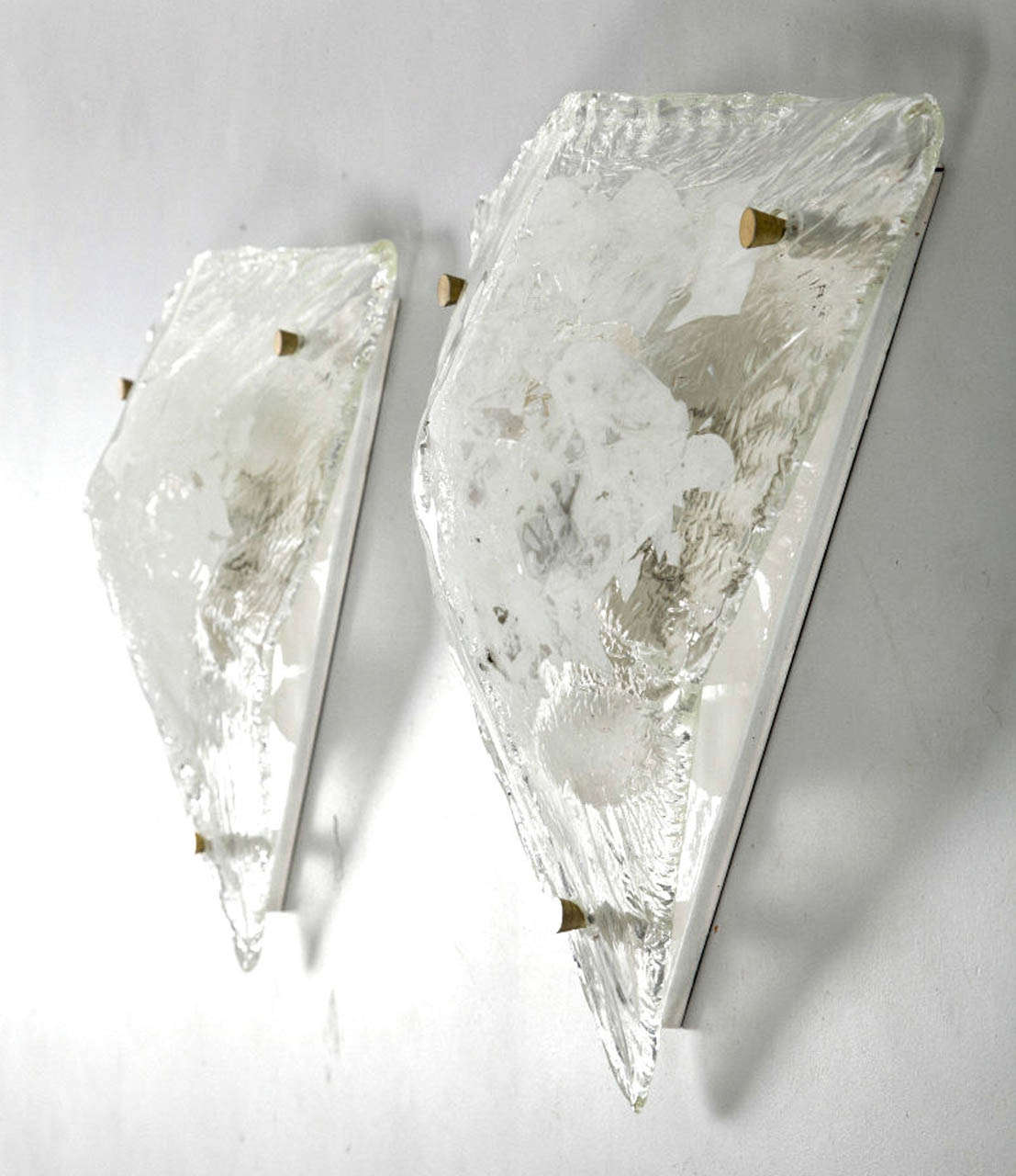 Austrian Pair of Kalmar Textured Opalescent Glass Wall Sconces