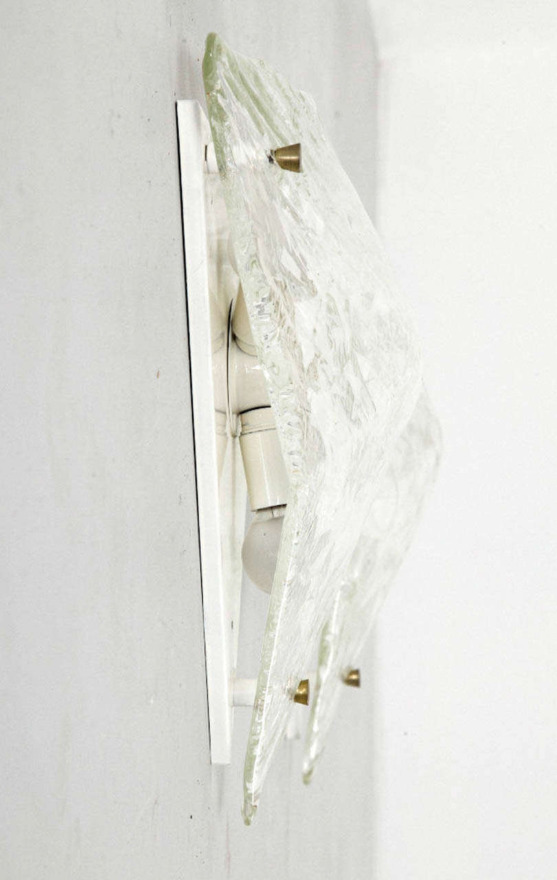 Pair of Kalmar Textured Opalescent Glass Wall Sconces In Excellent Condition In Antwerp, BE