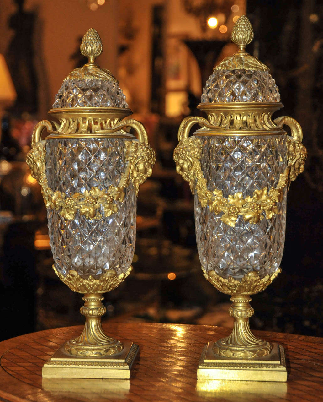 Pair of 19th Century incense burner in bronze and Baccarat cristal. Very good condition. Normal wear consistent with age and use.