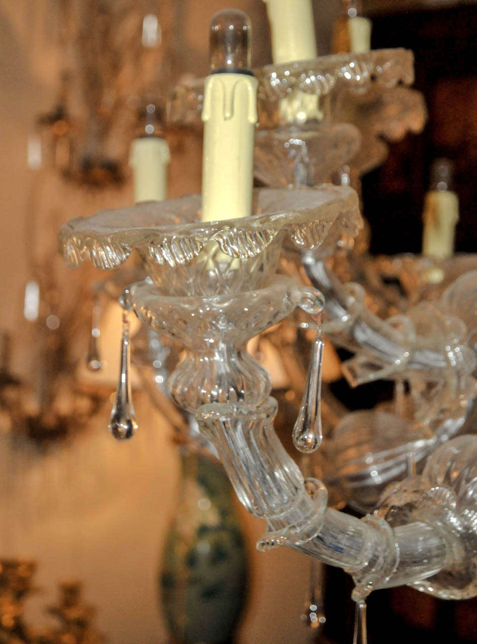 Murano Glass 1940's Large Chandelier For Sale