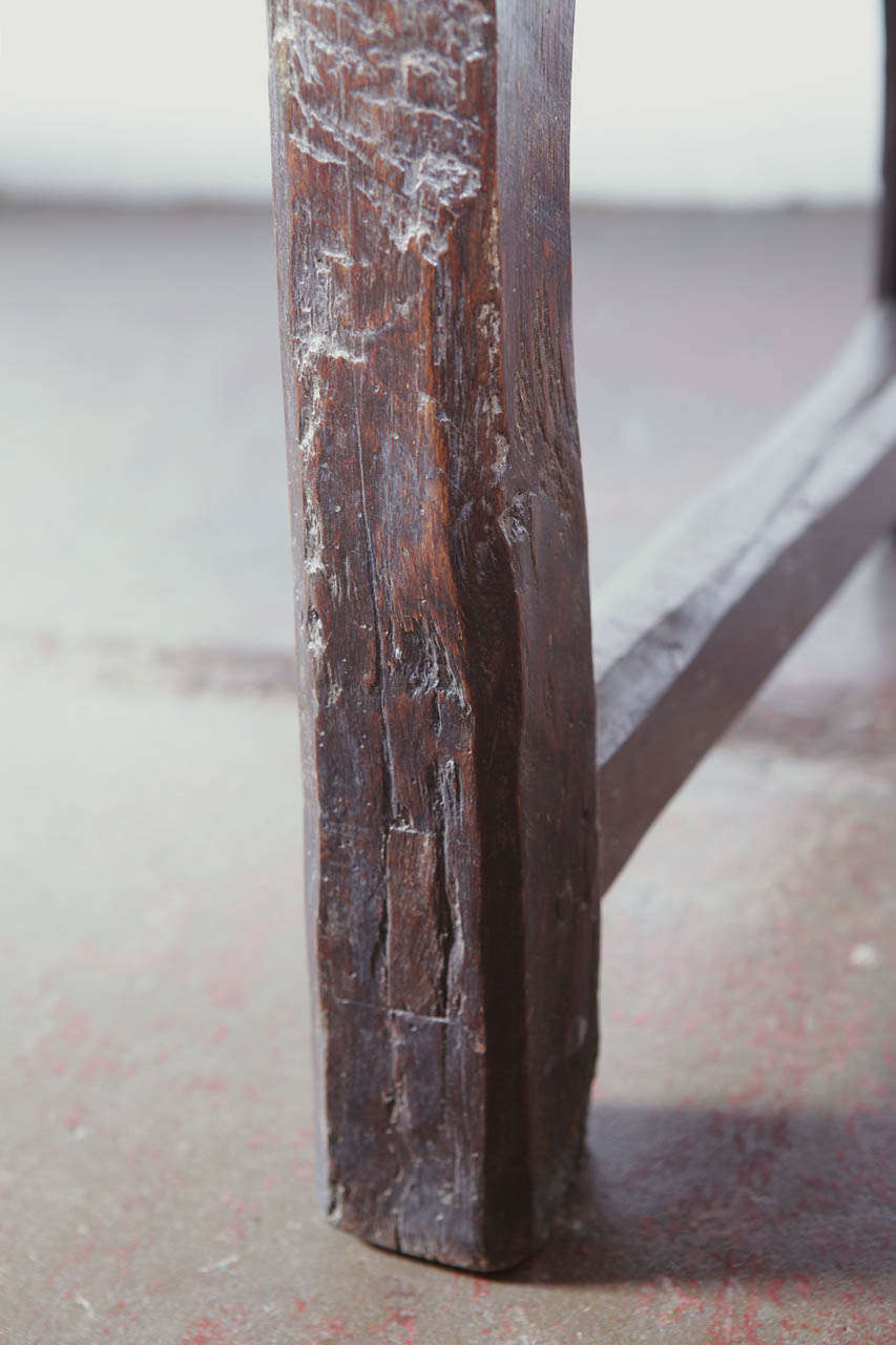 18th Century Spanish Country Carved Chestnut Bench with Back 4