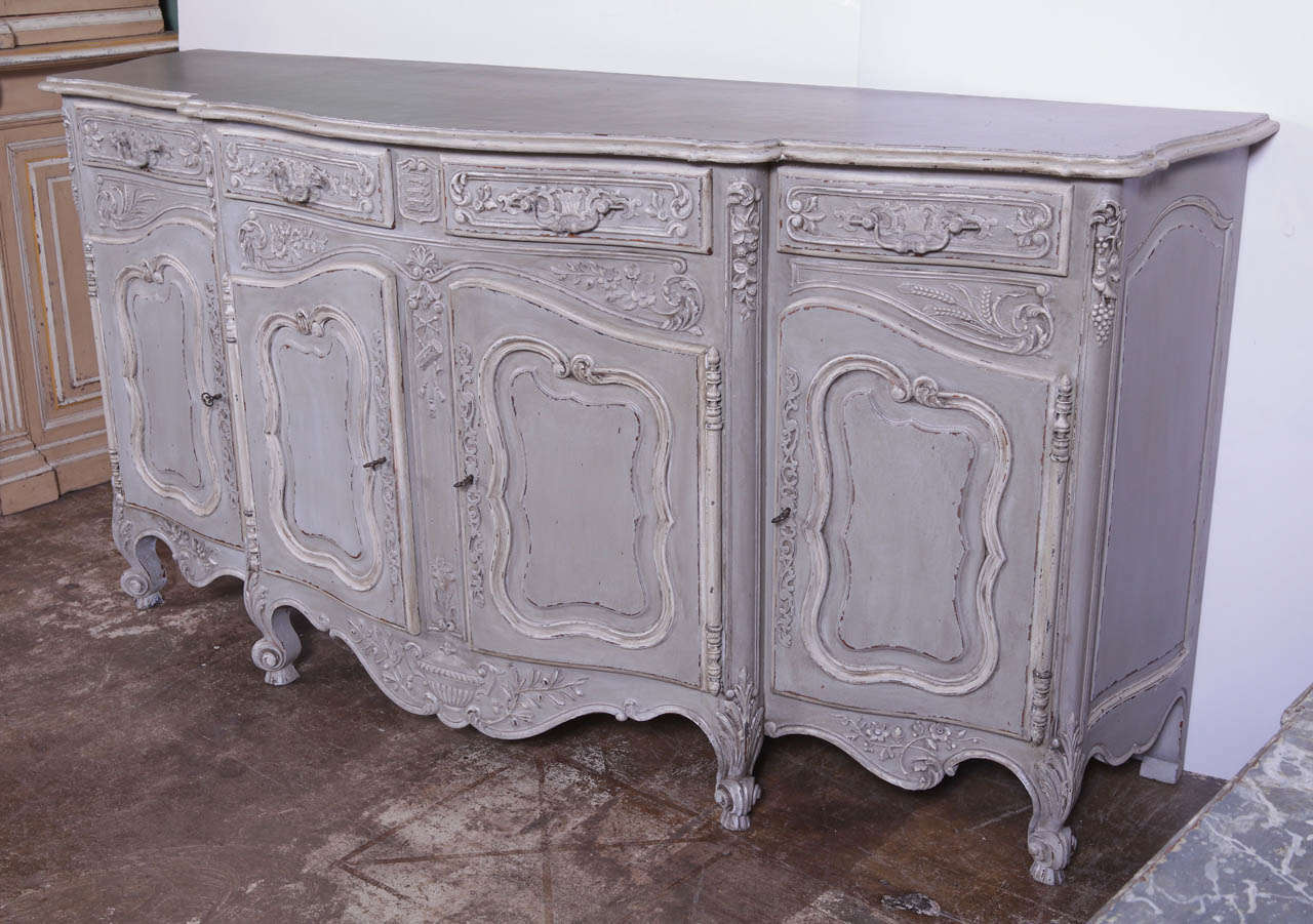 Antique French Louis XV Carved Painted Buffet from Provence