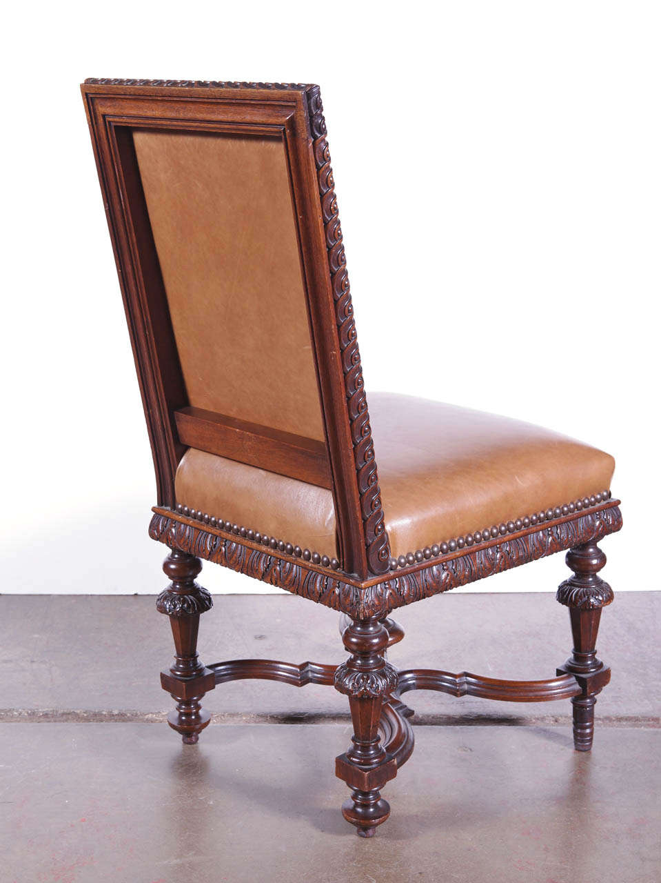 19th Century French Set of Six Walnut Chairs with Aubusson Tapestry and