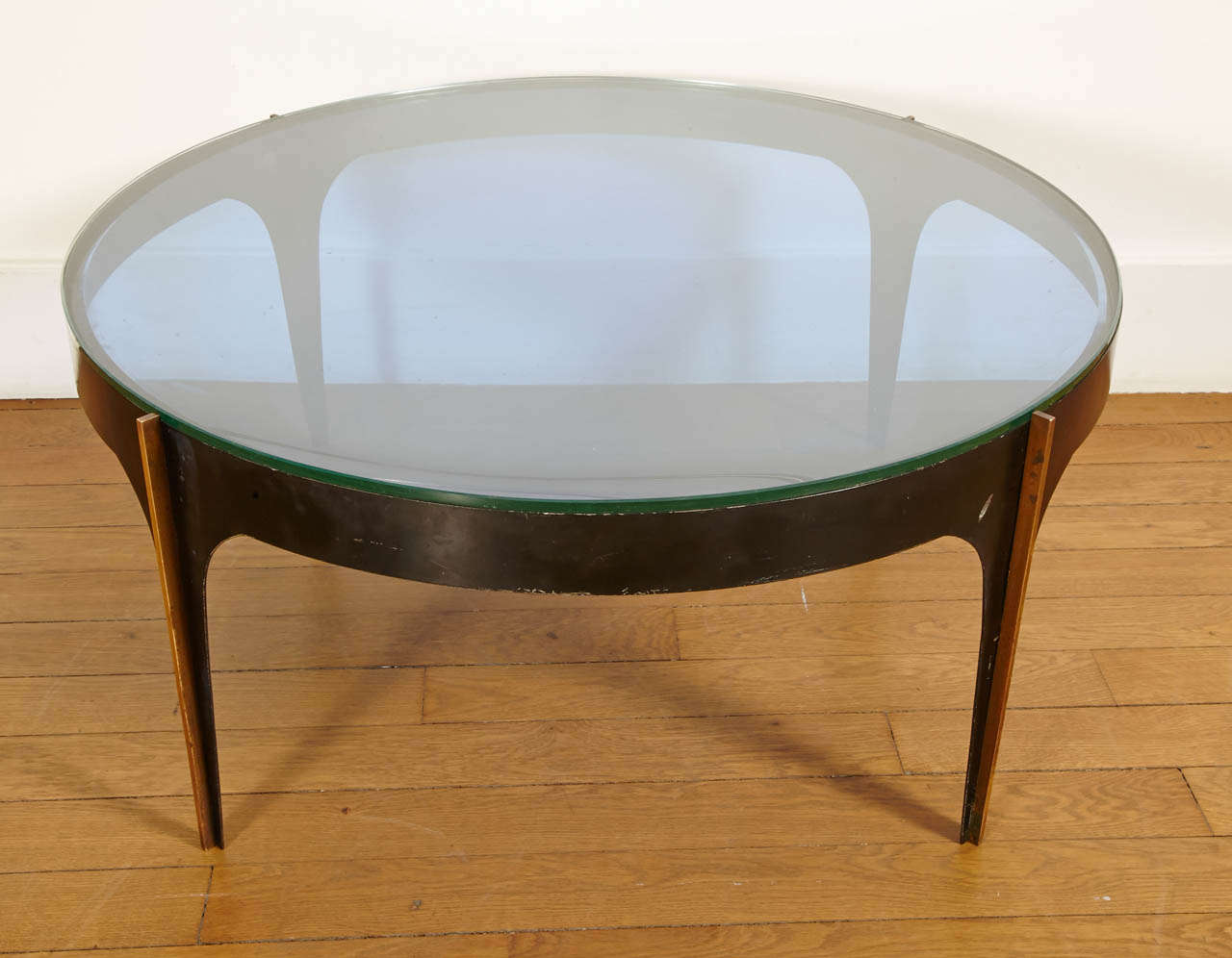 Patinated Exceptional Coffee Table with Glass Top by Fontana Arte, Italy circa 1950-55
