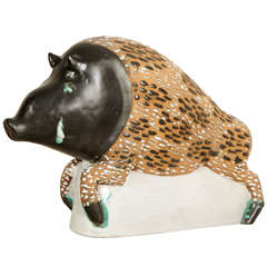 Enameled Ceramic Wild Boar by Primavera, 1930s