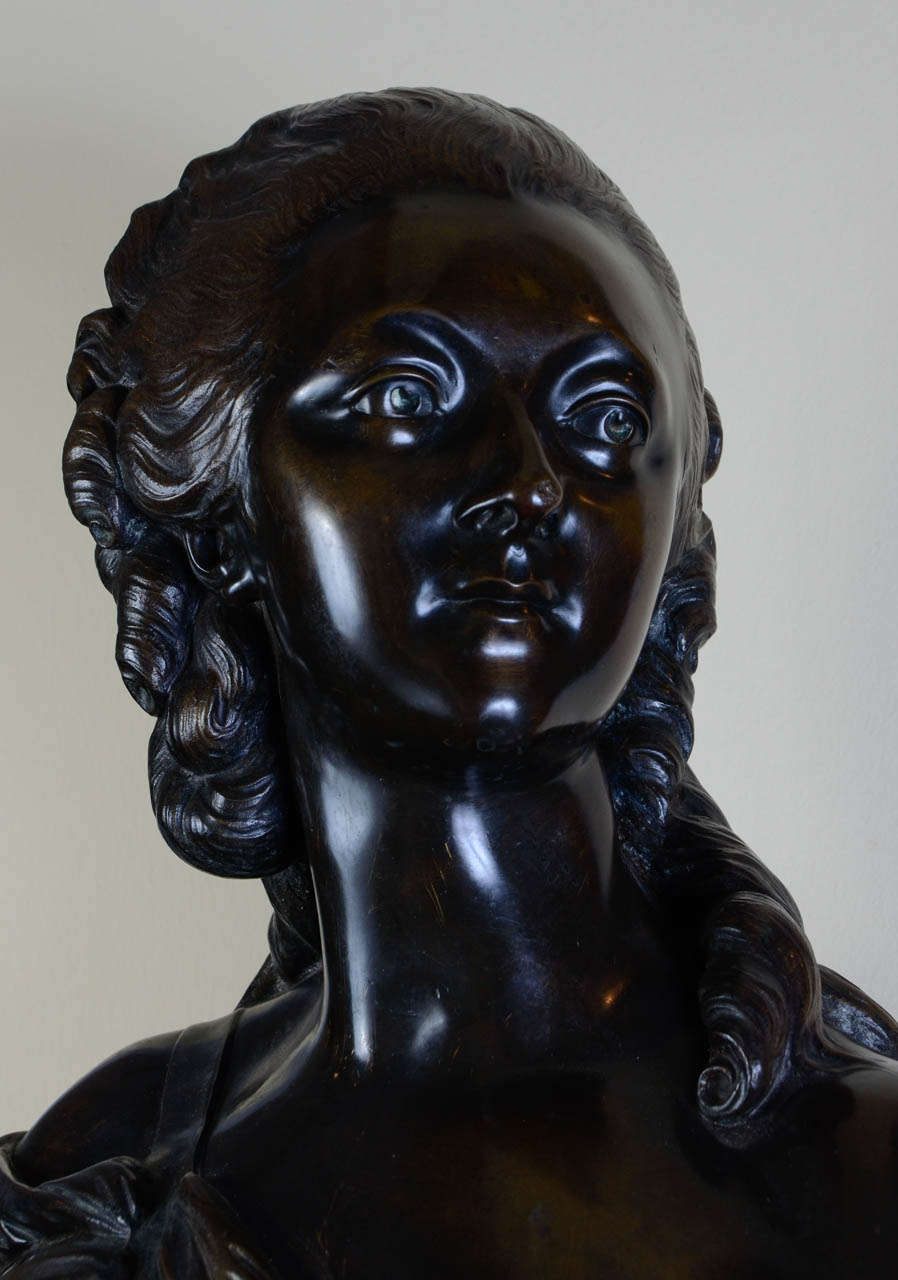 Chiseled and Patinated Bronze Bust, France In Excellent Condition In Nice, Cote d' Azur