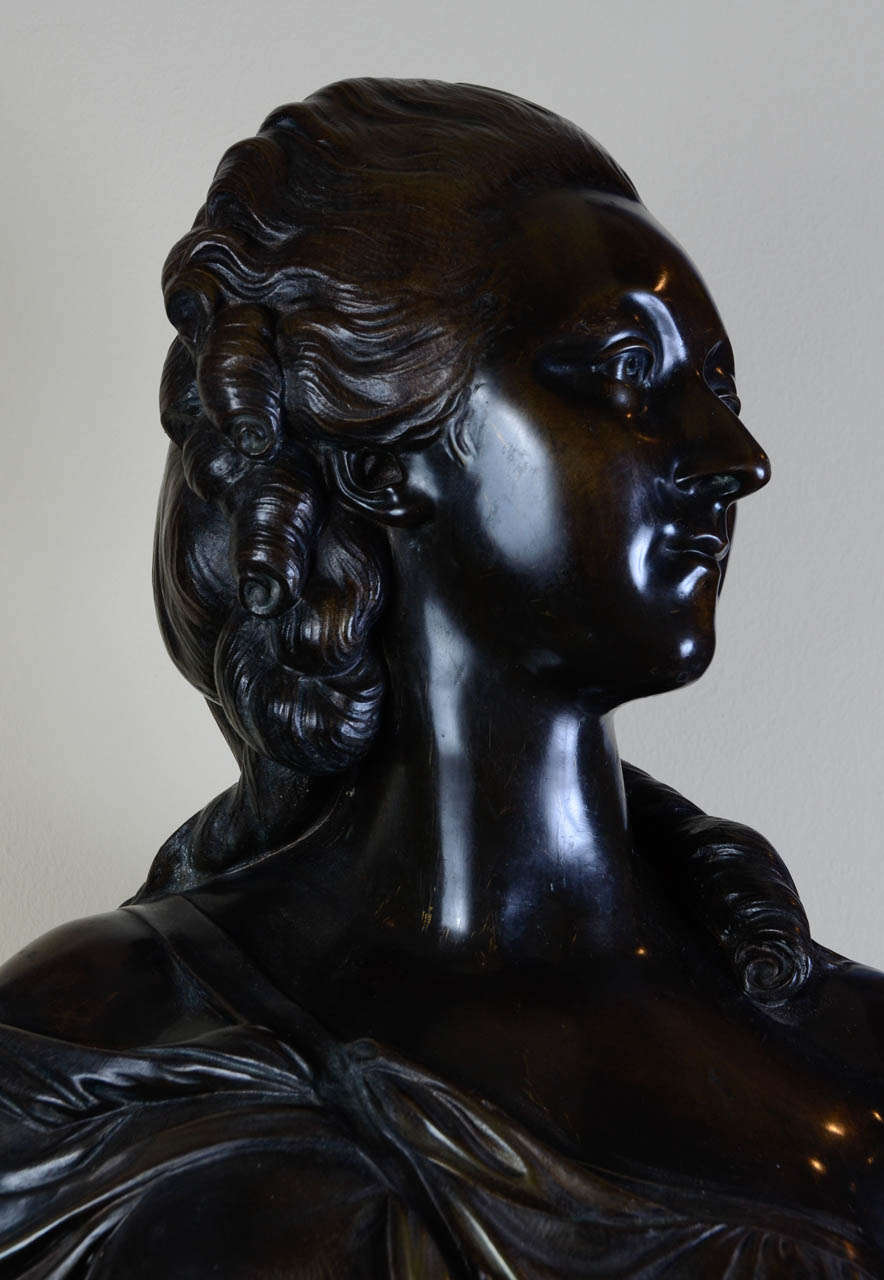 Chiseled and Patinated Bronze Bust, France 1