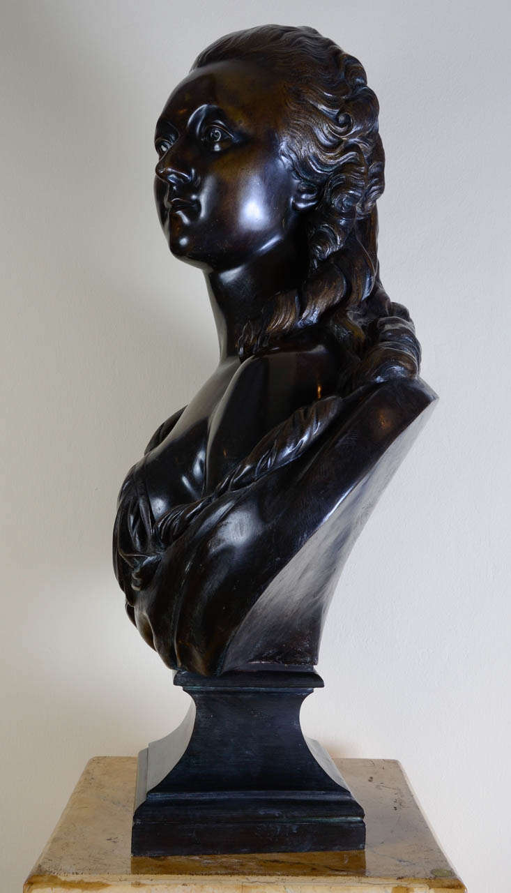 Chiseled and Patinated Bronze Bust, France 5