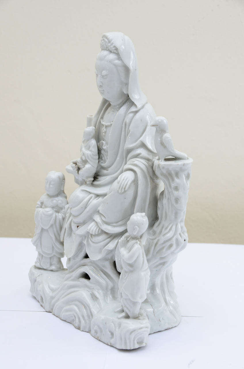 China White Dehua Porcelain Group Sculpture 2