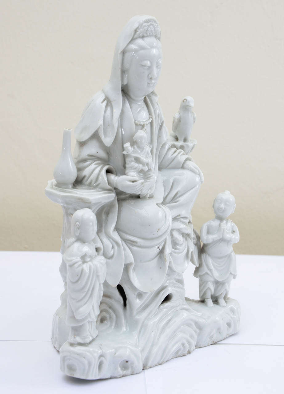 China White Dehua Porcelain Group Sculpture 5