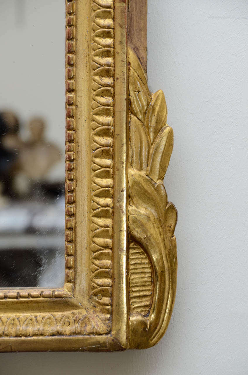 18th Century and Earlier End of 18th Century Carved and Gilded Wood Mirror For Sale