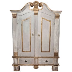 Antique 19th Century Continental Painted and Gilt Armoire