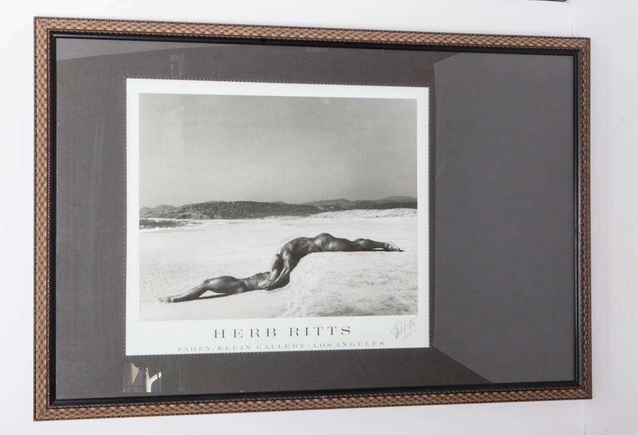 Signed Herb Ritts 1995.  Poster designed for Ritt's exhibition at the Fahey-Klein Gallery, Los Angeles.  Image size:  25