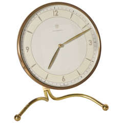 Unusual Brass Desk Clock by Junghans