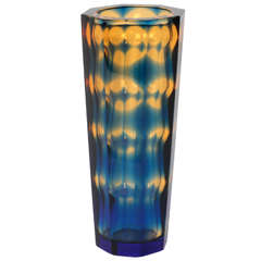 Amazing Octagonal Sommerso Glass Vase Attributed to Oldrich Lipsky