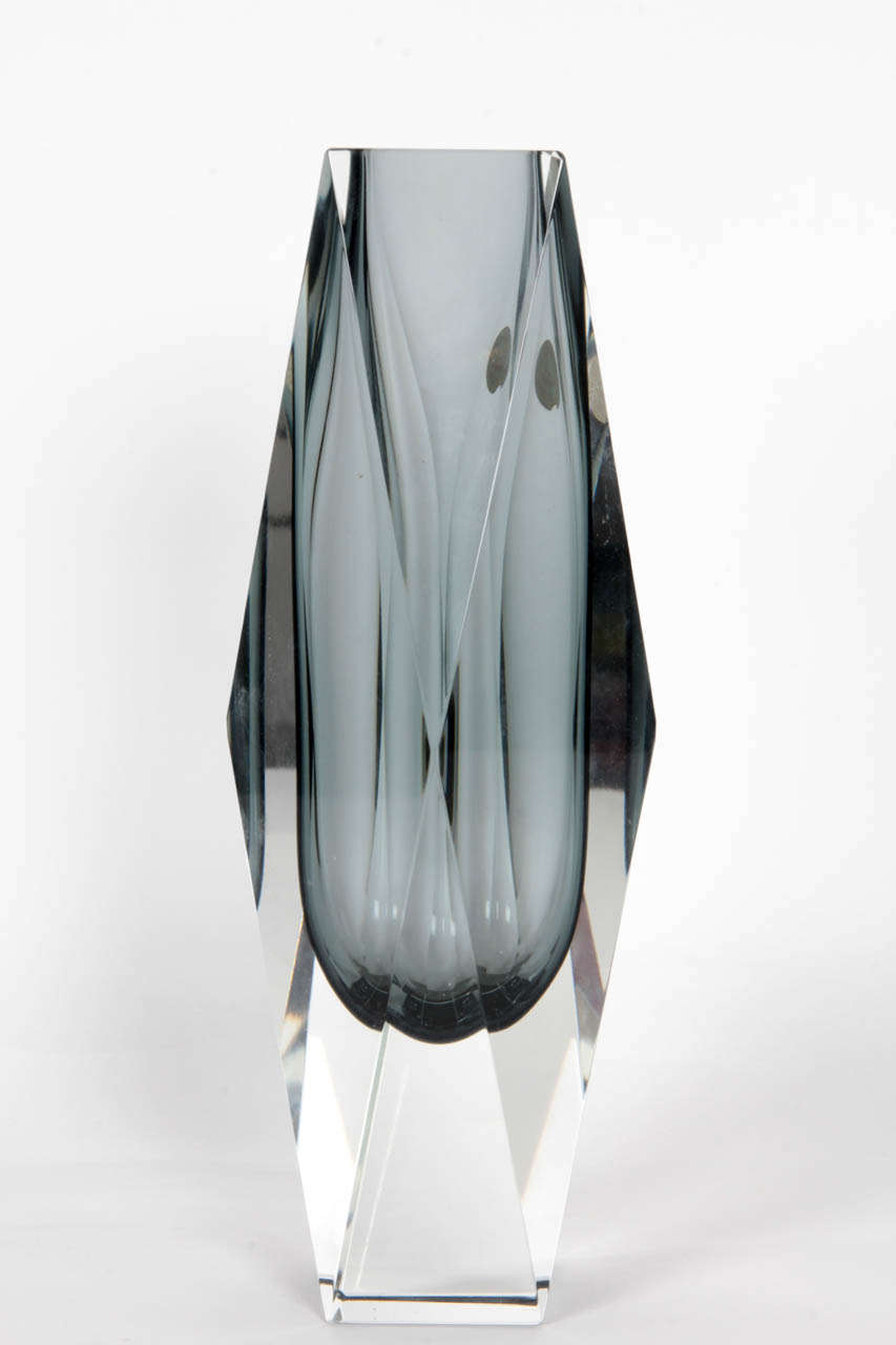 Mid-Century Modern Extra Large Murano Sommerso Faceted Vase For Sale