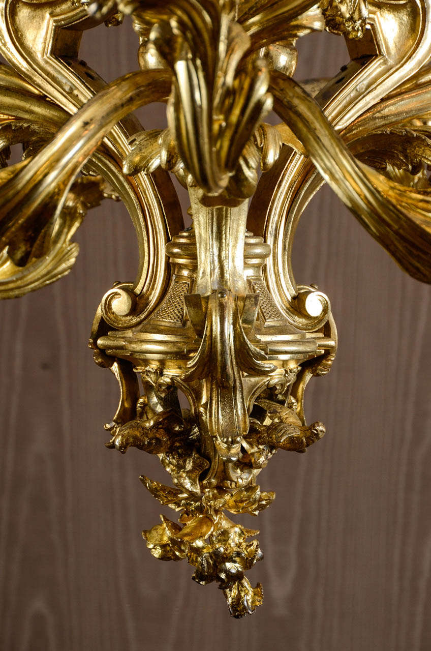 Louis XV An Impressive French 19th Century Gilt-Bronze Fifteen-Light Chandelier