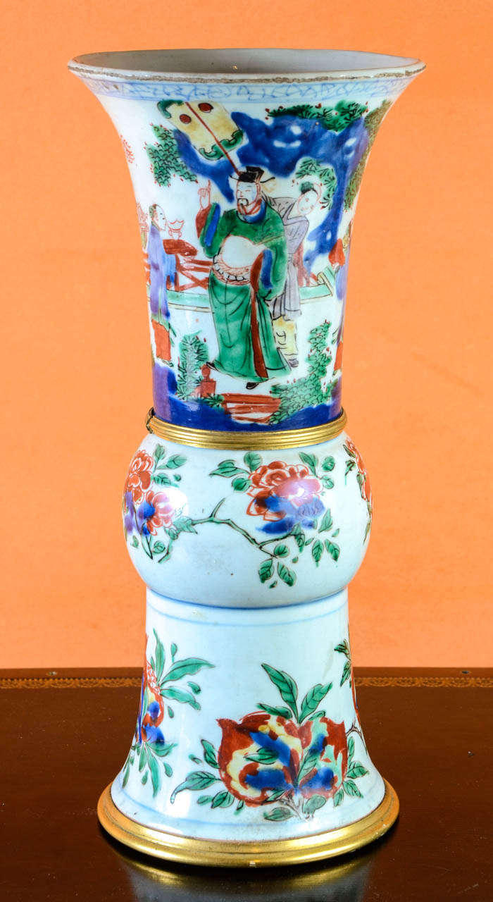 A Wucai Porcelain Beaker Vase, China Transitional Period 17th Century