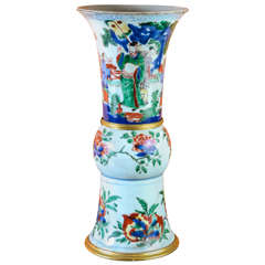 A Wucai Porcelain Beaker Vase, China Transitional Period 17th Century