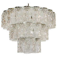 Mazzega Three-Tier Opalescent Chandelier