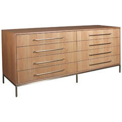 White Oak Double Dresser With Brass Base And Handles