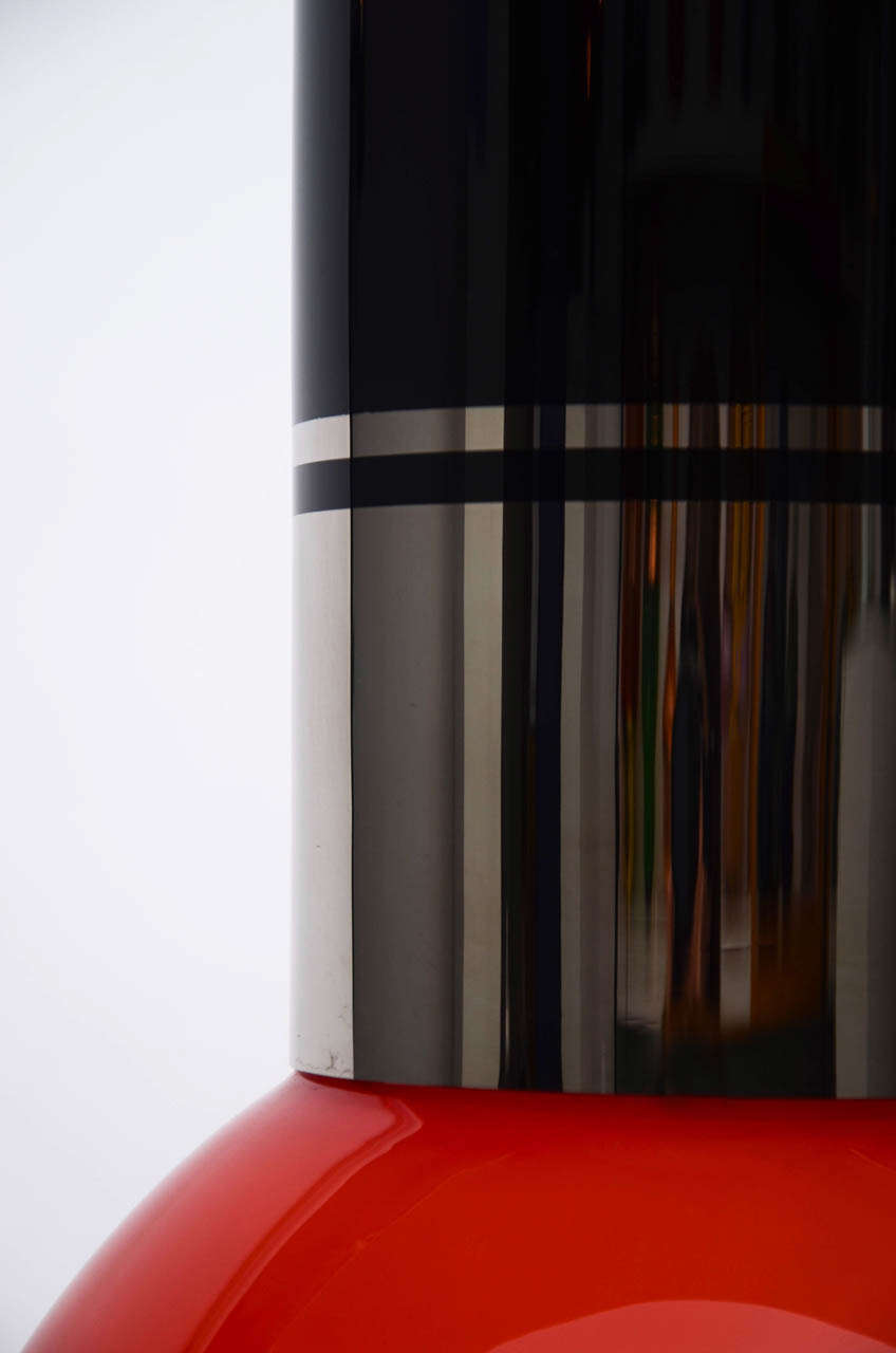 Modern Nail Varnish, a black & red glass sculpture with platinum by Asa Jungnelius For Sale