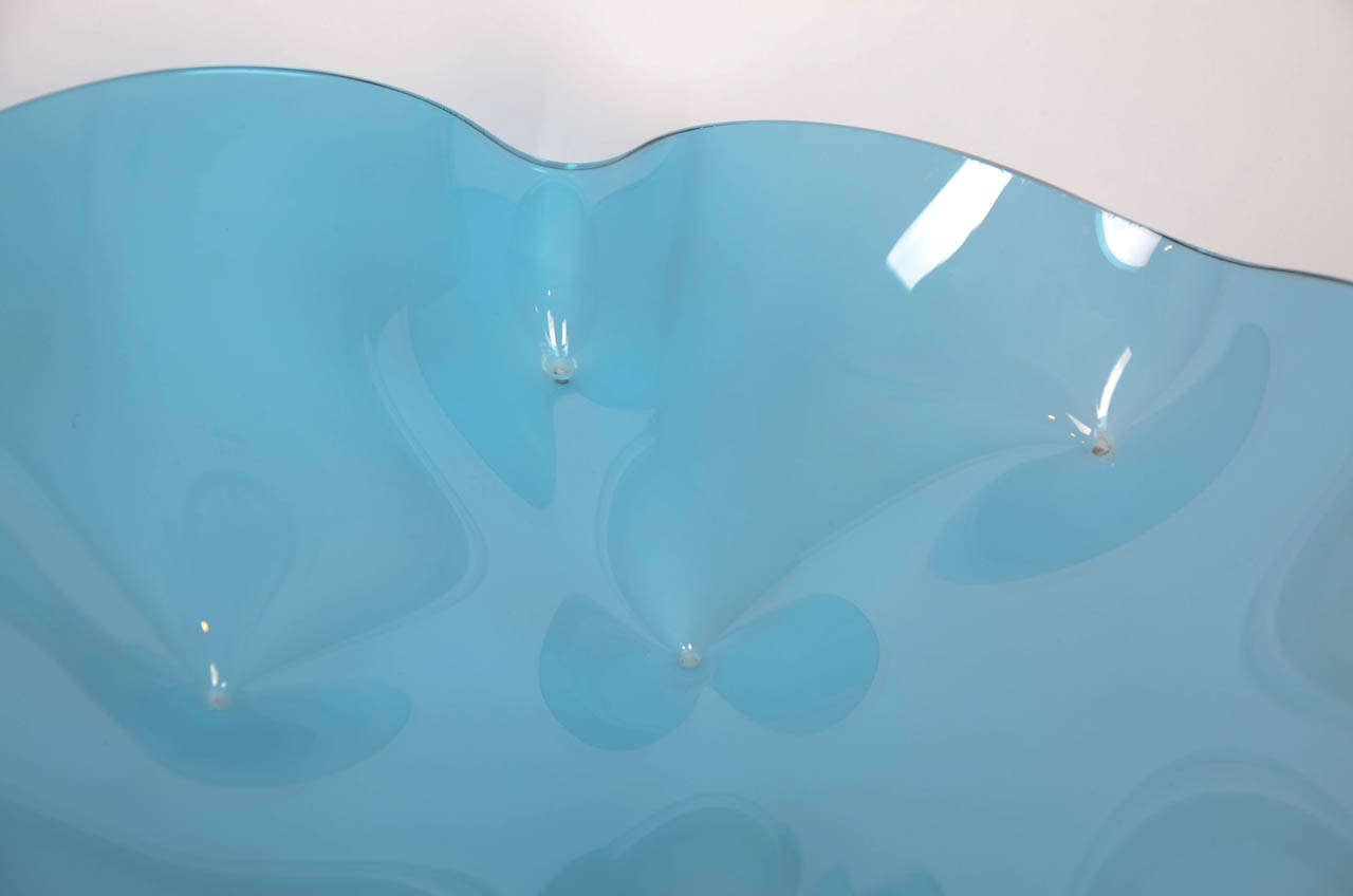 British Pin Bowl in Aqua, a & centrepiece in Slumped Glass by Tavs Jørgensen