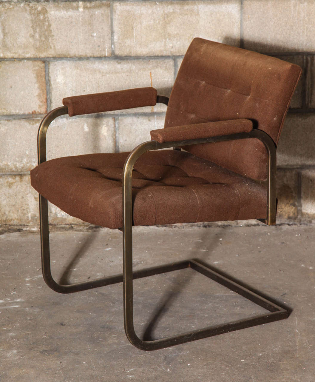 Mid-Century Modern Vintage Brno Style Armchair in Bronzed Steel For Sale