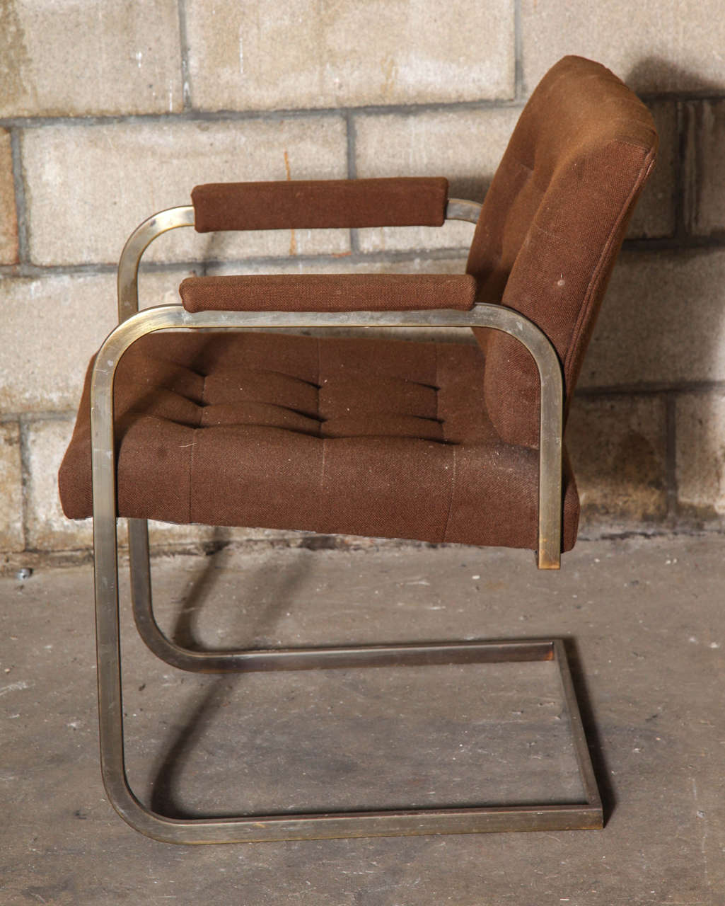 Vintage Brno Style Armchair in Bronzed Steel In Fair Condition For Sale In Princeton, NJ