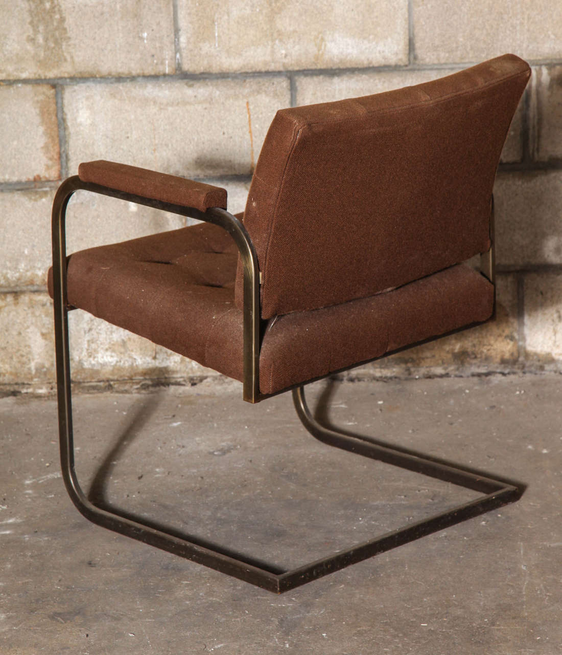 Mid-20th Century Vintage Brno Style Armchair in Bronzed Steel For Sale