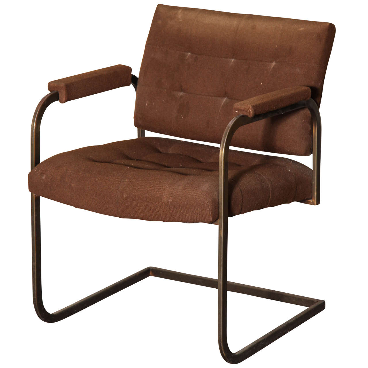 Vintage Brno Style Armchair in Bronzed Steel For Sale