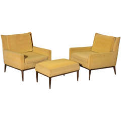 Paul McCobb Lounge Chairs and Ottoman