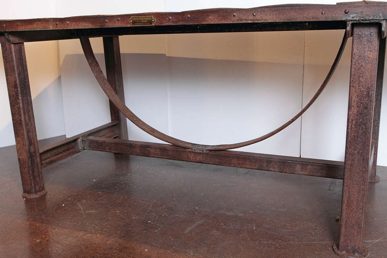 Mid-20th Century Industrial Pine Dining Table from Limagne France