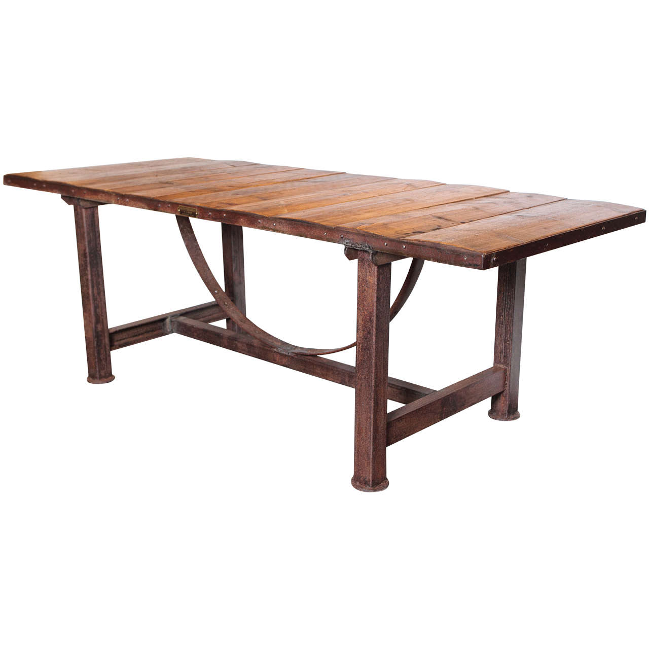 Industrial Pine Dining Table from Limagne France