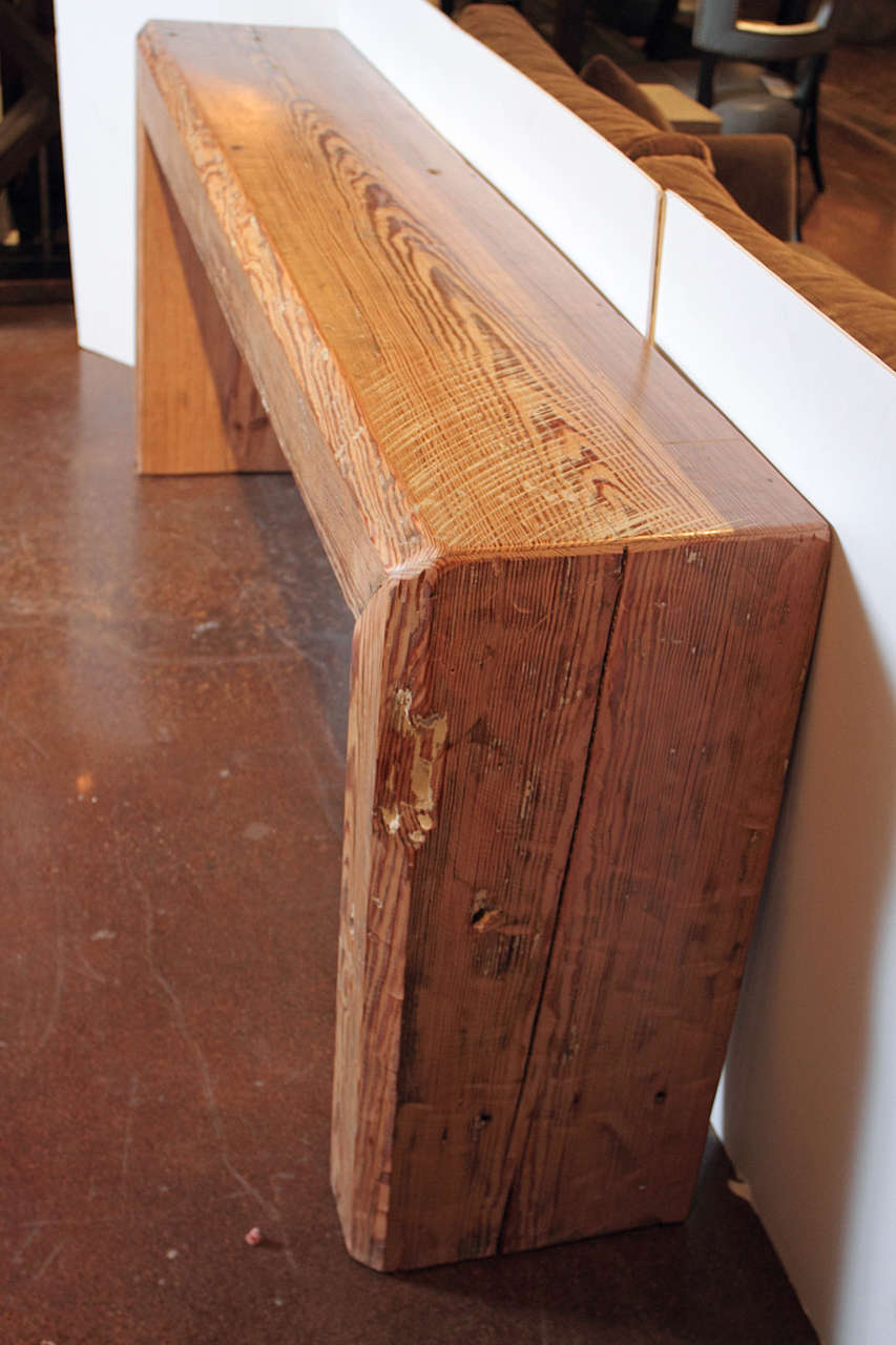 Architectural Console Table from Reclaimed Pine Beams