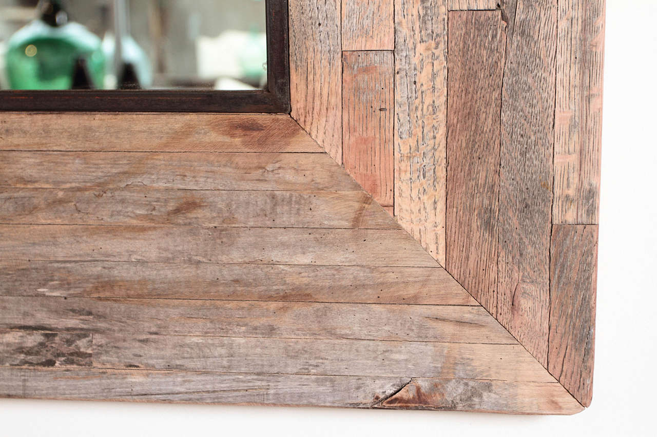 American Transitional Large Maple Wood Wall Mirror, (60 sq.)
