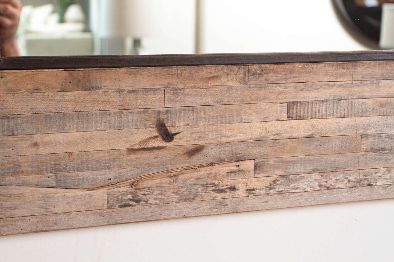 20th Century Transitional Large Maple Wood Wall Mirror, (60 sq.)